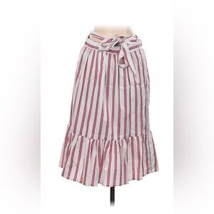 Draper James White and Red Midi A-Line Skirt with Tie Front